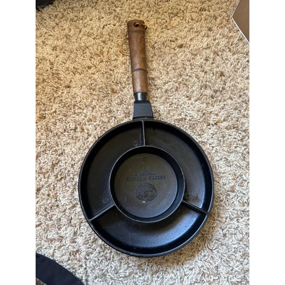 Nordic Ware Crepes N Things Pan Unisex 8 inch Cast Aluminum Wood Handle Vintage